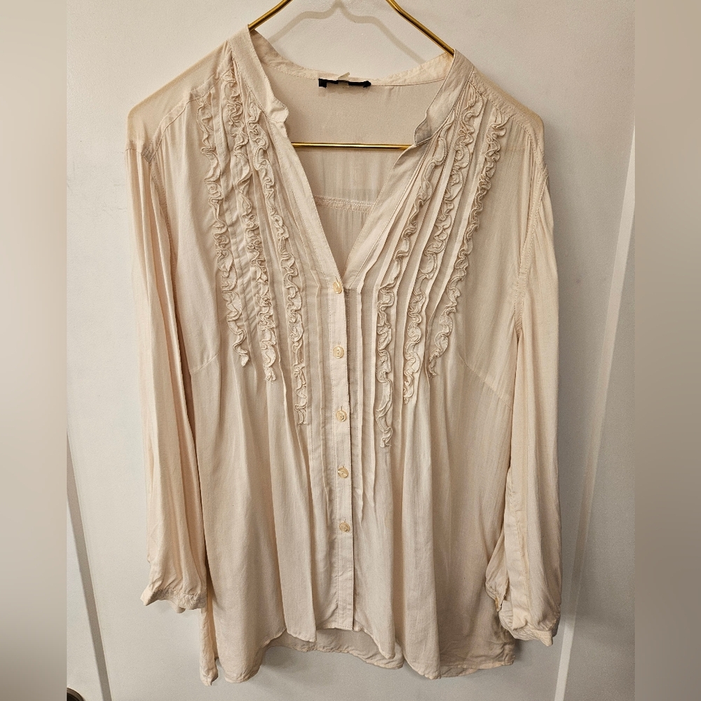 NWT - Spence Sheer Viscose Very Light Tan Blouse - Size XL
